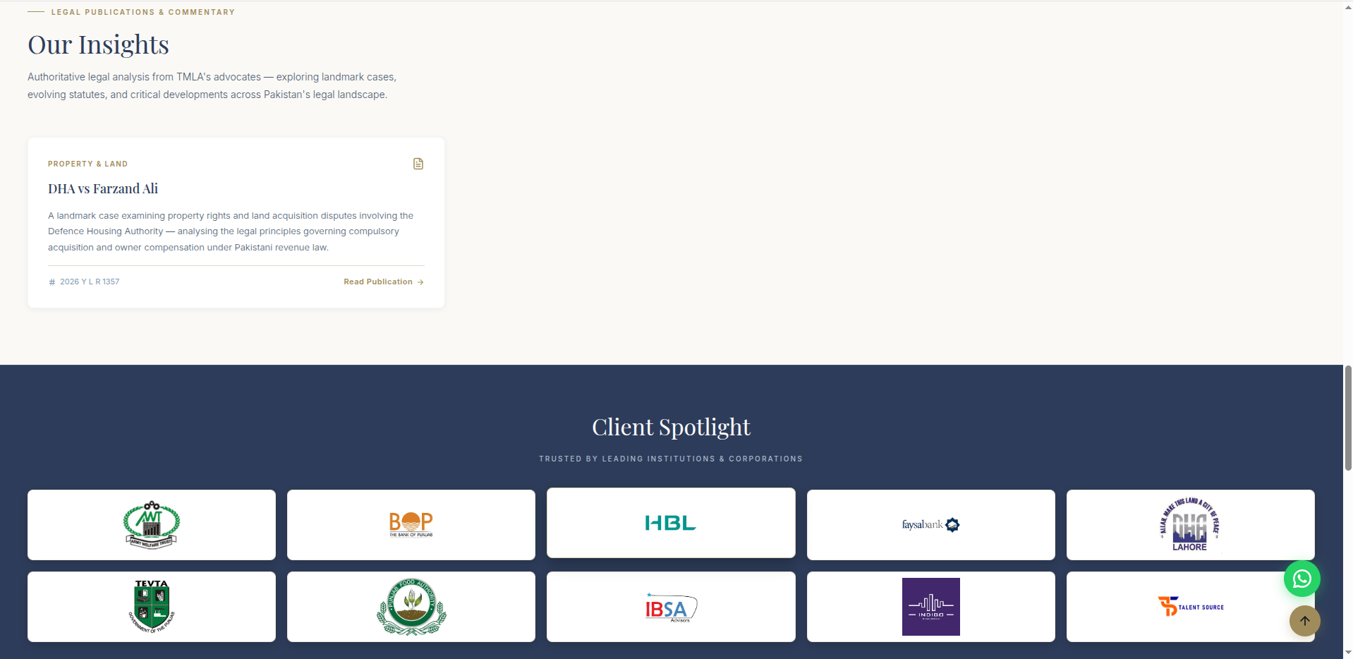 Tariq Masood Law Associates (TMLA) — Law Firm Website outcome